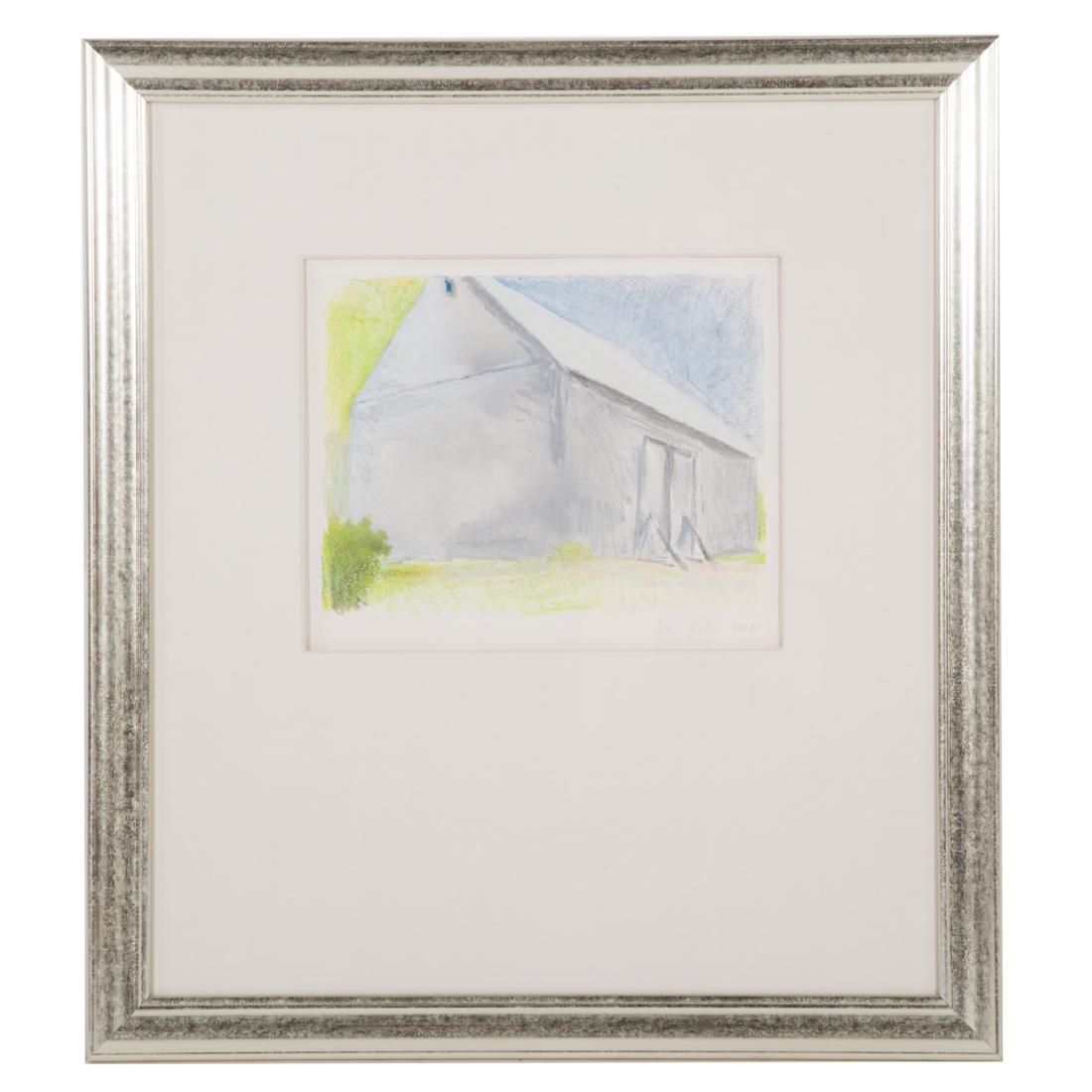 Wolf Kahn."Silver Barn II," monoprint: (Germany, b. 1927). 2002, monoprint, signed "W Kahn 2002" ll, 10 3/4 x 13 7/8, in., framed; Private collection of Chef and Restaurateur, Cindy Wolf, Baltimore, MD Renaissance Fine Art Gallery, Baltimo