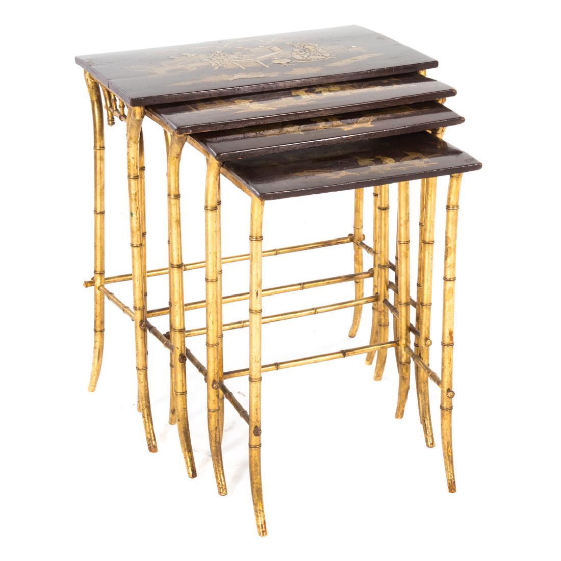 Chinese Export lacquer & gilt nesting tables, (1 of 4)