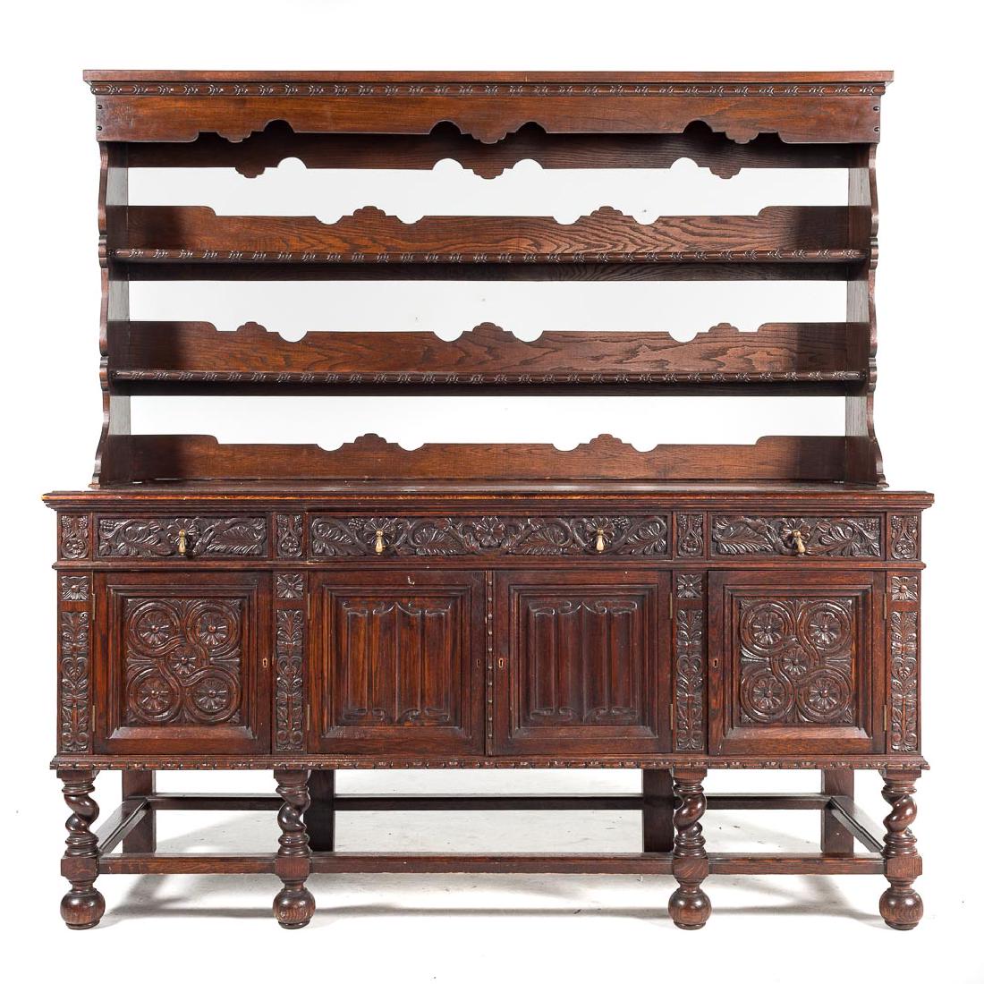 Jacobean Revival style carved oak dresser, (1 of 5)
