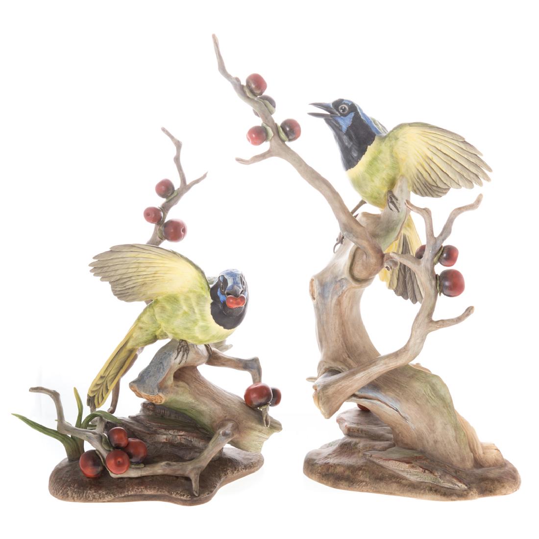 Pair Boehm painted bisque Green Jayes (1 of 5)