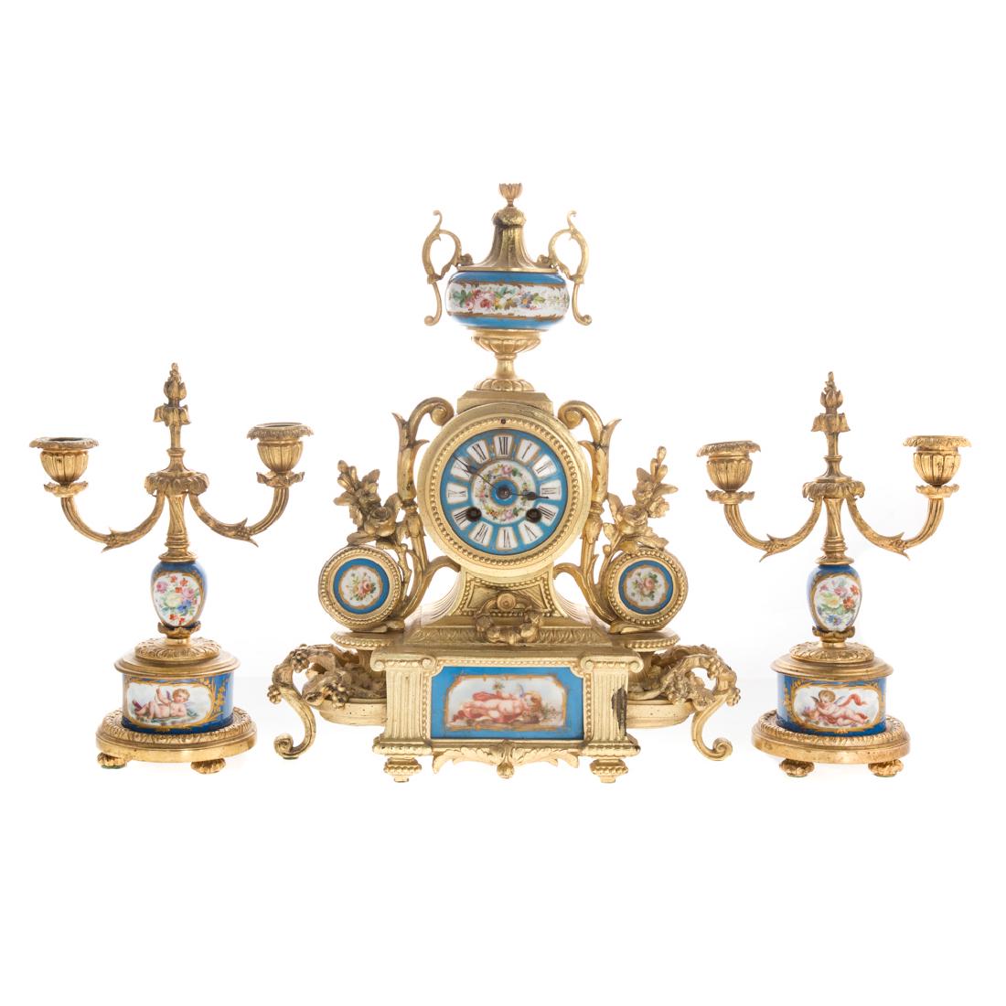 Louis XVI style clock garniture (1 of 8)