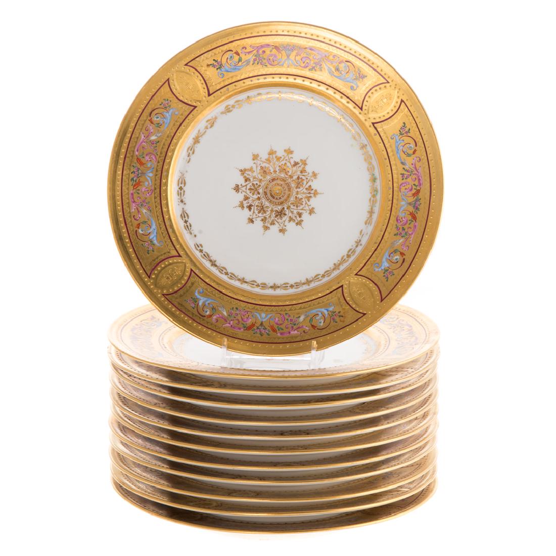 12 Vienna porcelain gilt & enamel decorated plates (1 of 6)