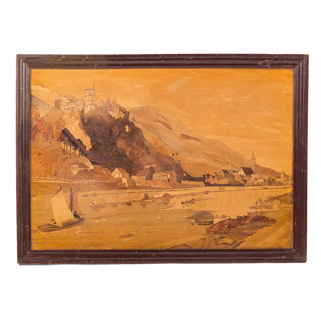 Italian marquetry inlaid landscape picture (1 of 4)