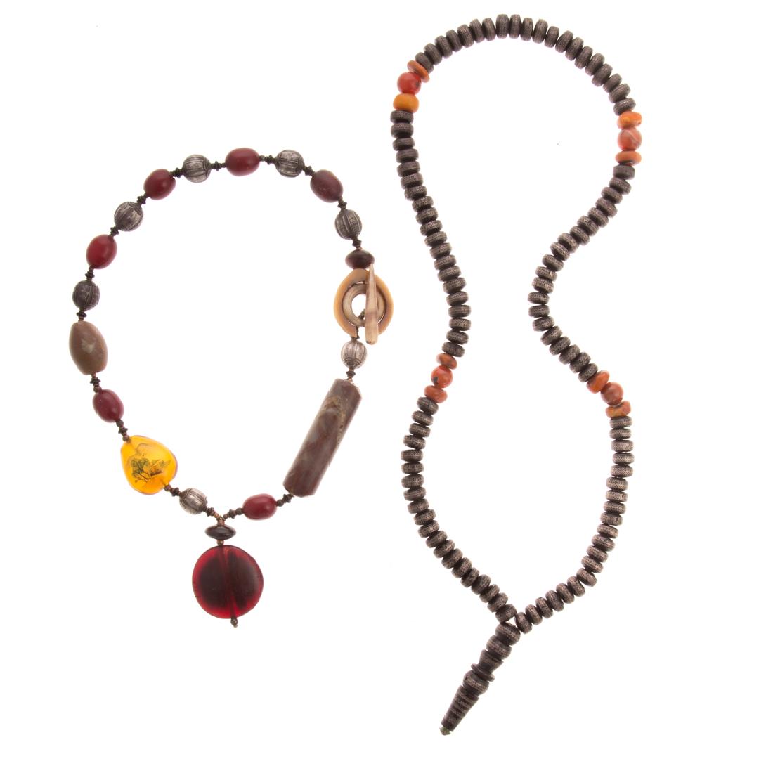 Two Lady's Beaded Necklaces In Neutral Colors (1 of 6)