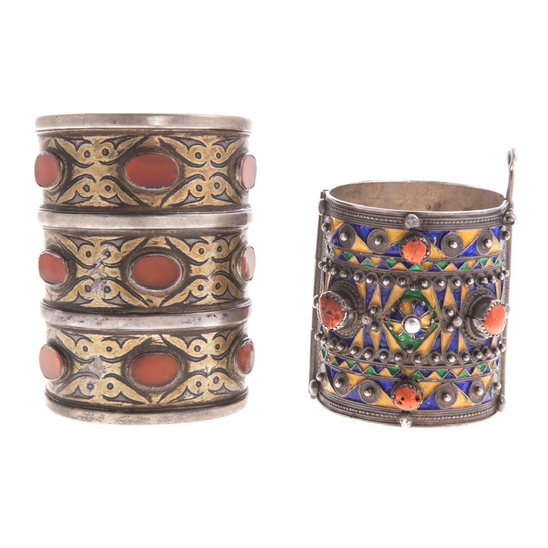 A Pair of Wide Silver Ethnic Cuff Bracelets (1 of 8)