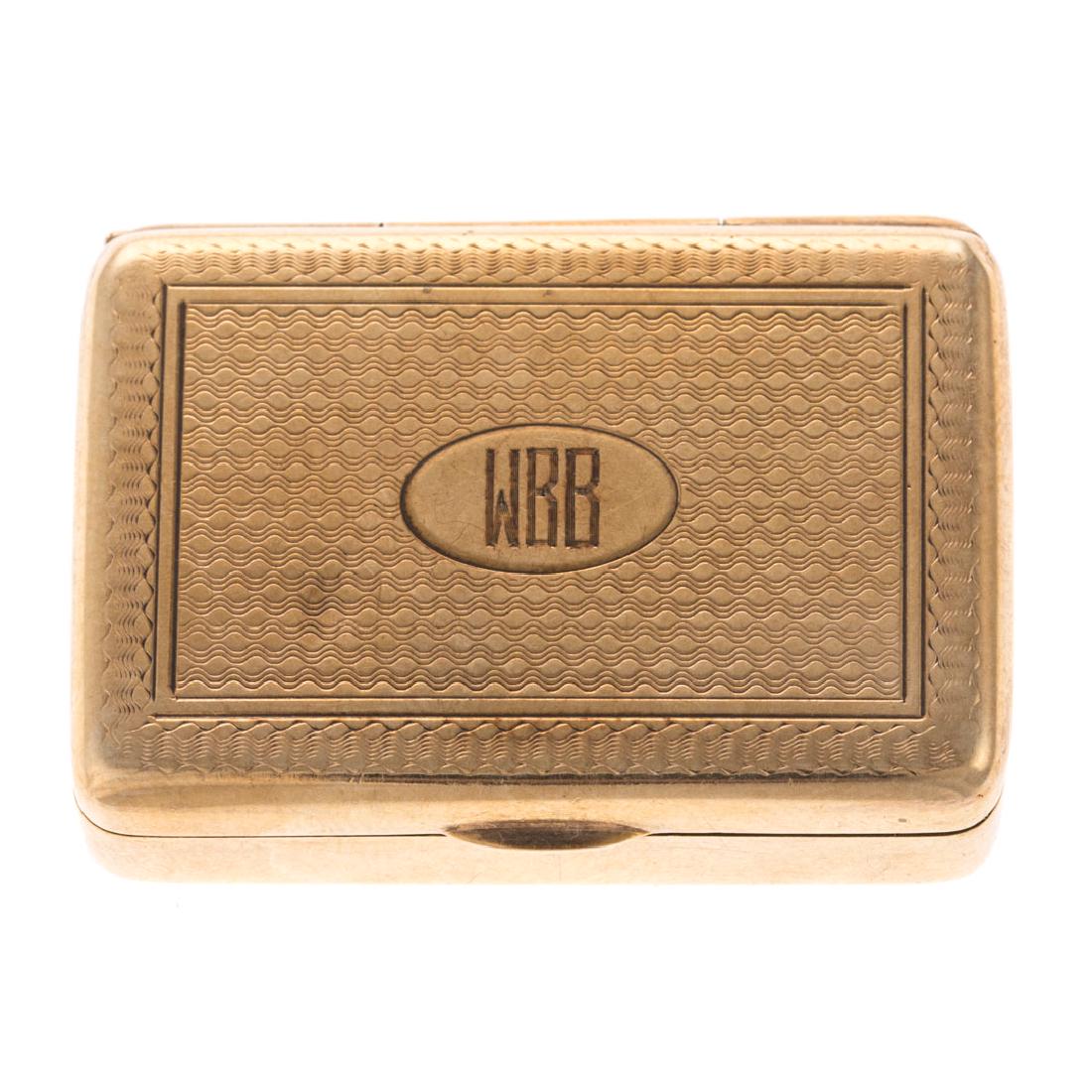 A Vintage 14K Yellow Gold Engraved Pill Box (1 of 4)