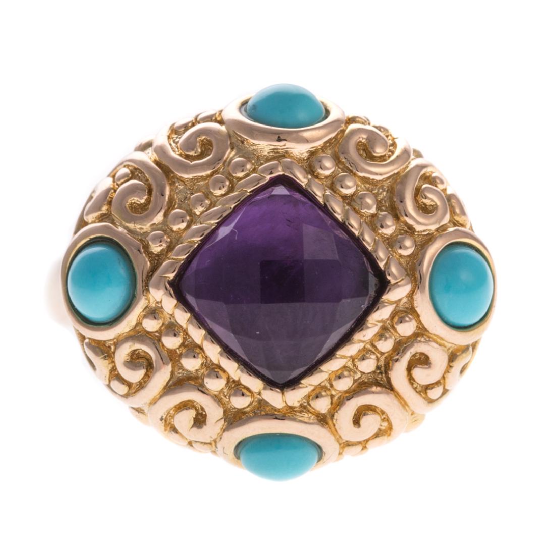 A Lady's Amethyst & Turquoise Dome Ring in 14K (1 of 5)