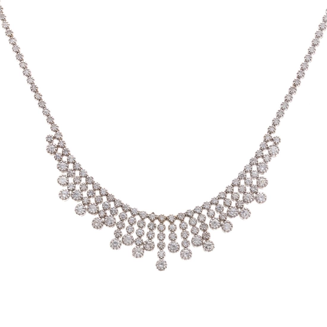 A Lady's 14K White Gold Diamond Fringe Necklace (1 of 4)