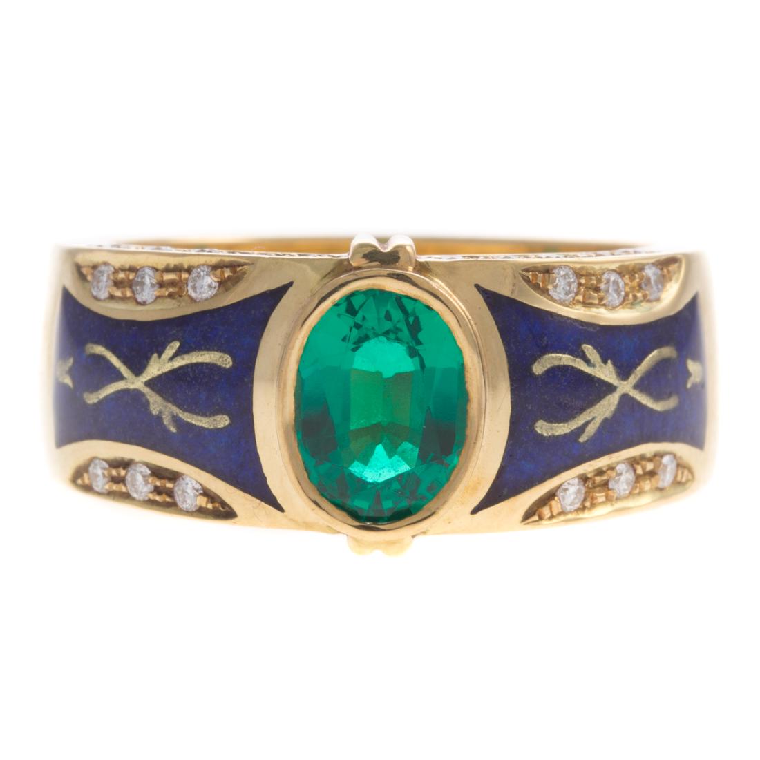 A Gentlemen's Emerald Ring by Faberge in 18K (1 of 9)