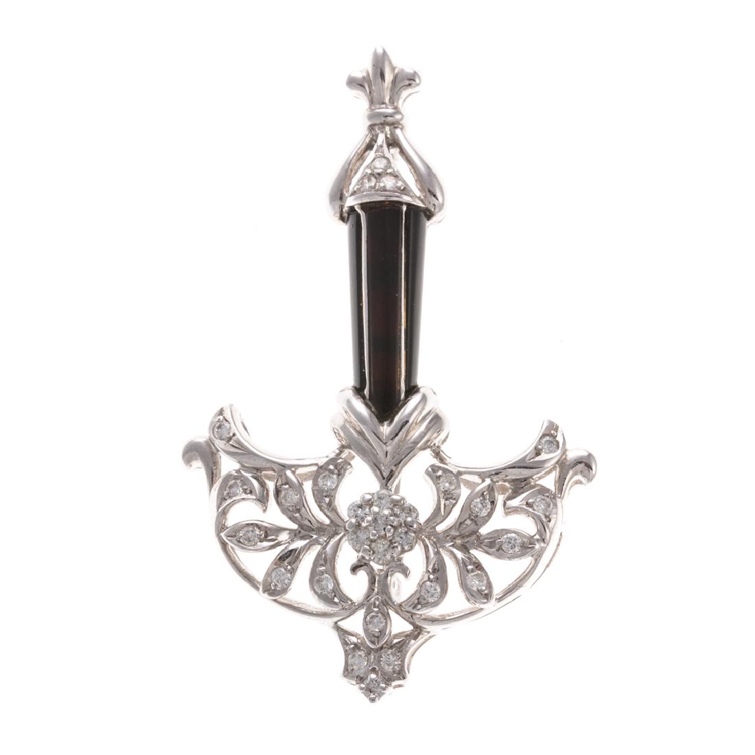 A Diamond & Black Onyx Anchor Pin/Pendant in 18K (1 of 4)