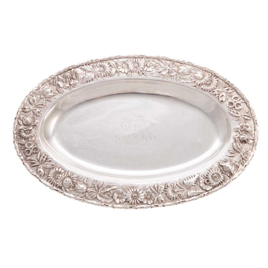 Kirk "Repousse" sterling oval serving platter (1 of 5)