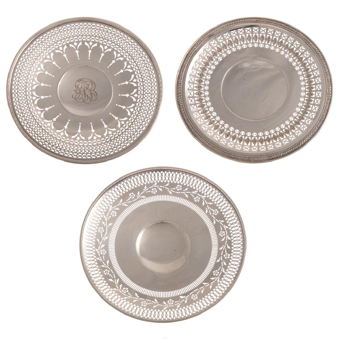 Trio open worked sterling footed cake plates (1 of 10)