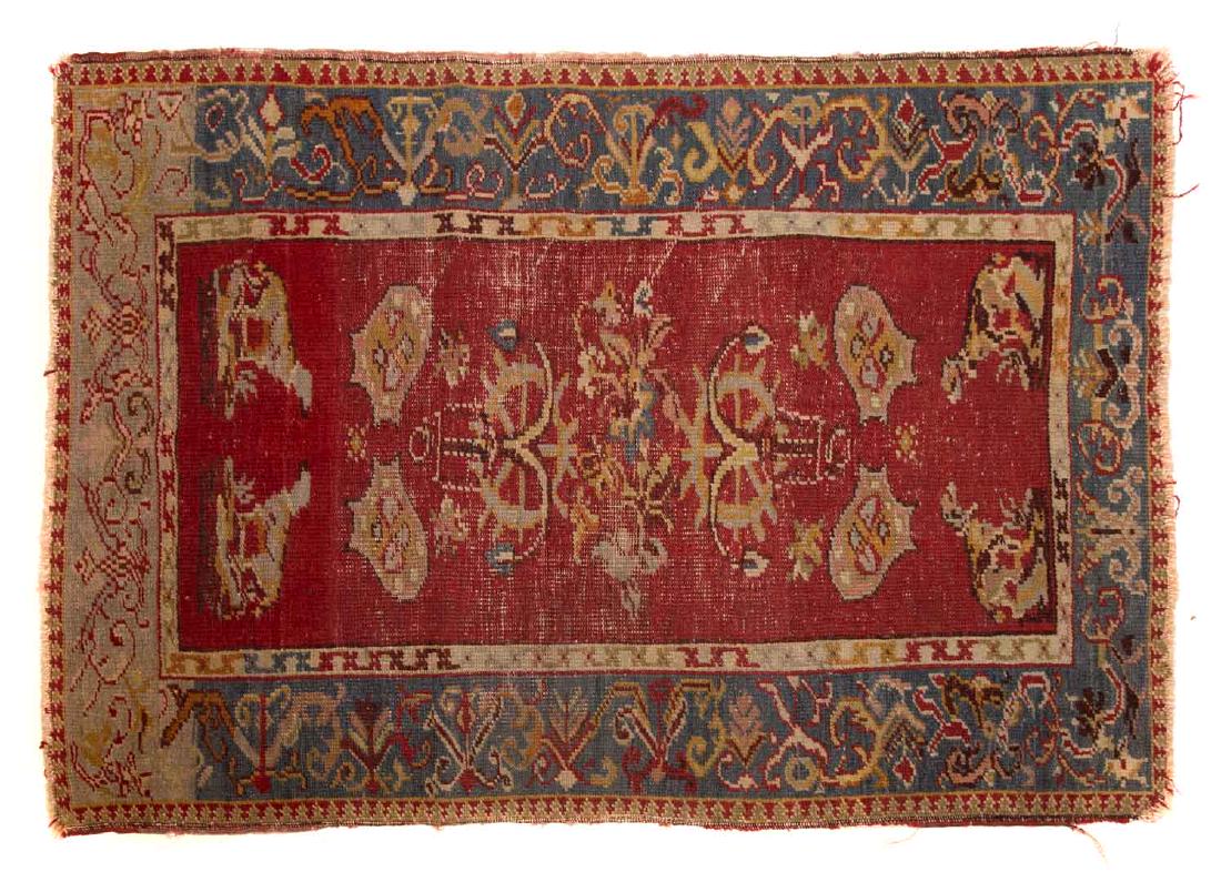 Antique Oushak rug, approx. 3.2 x 4.7: Turkey, circa 1900