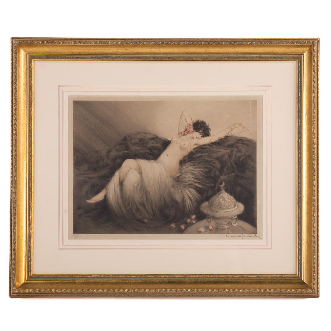 Louis Icart. "Fumee," hand colored etching (1 of 3)