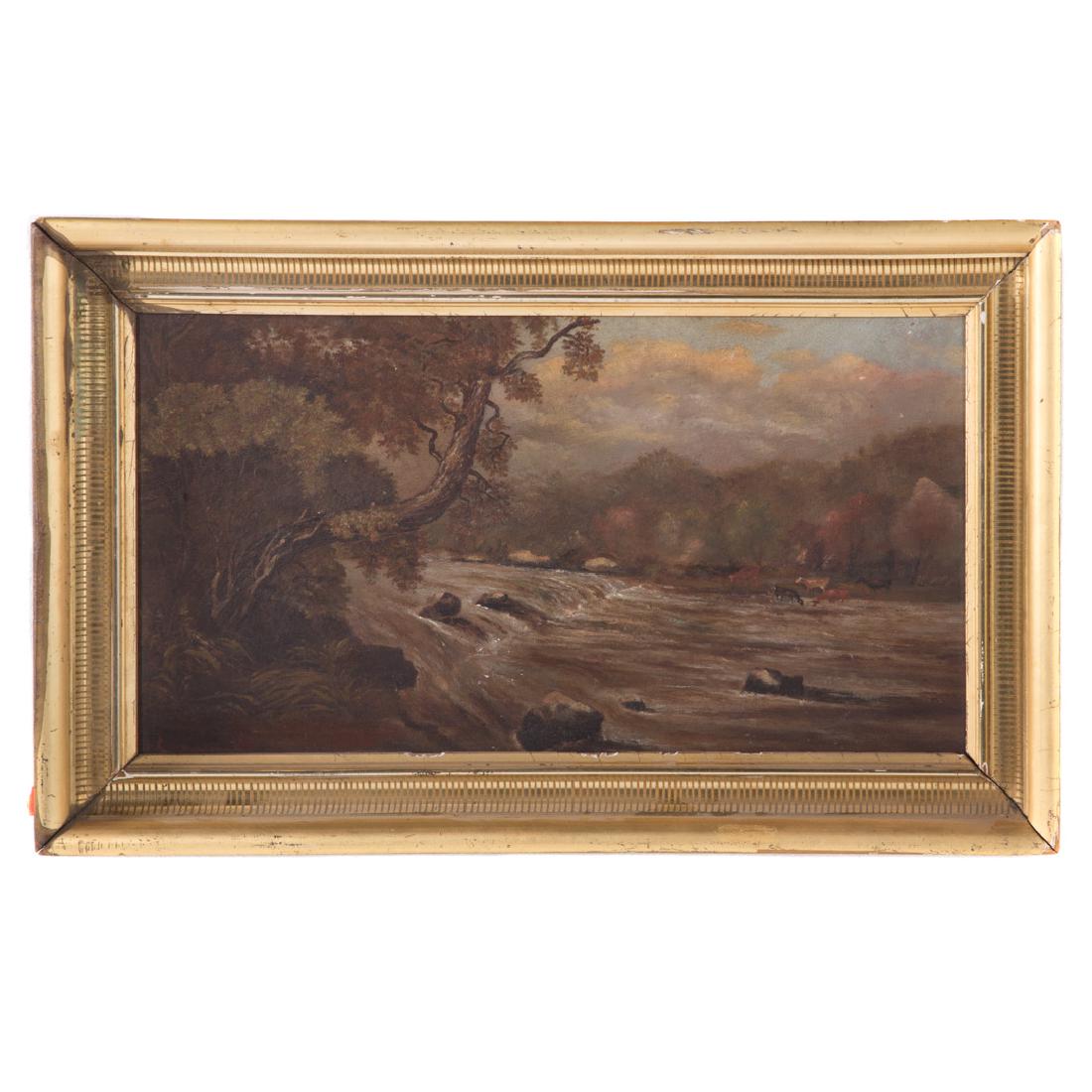 Johann Carmiencke. Cows Grazing by the River, oil (1 of 4)