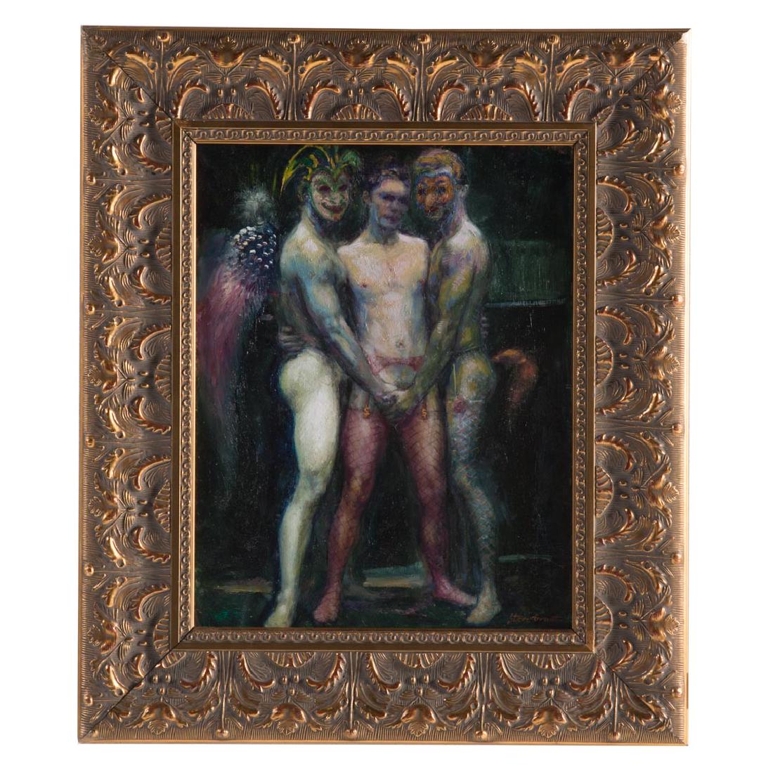 Stere Grant. "Mt. Vernon, Baltimore at Night," oil (1 of 5)