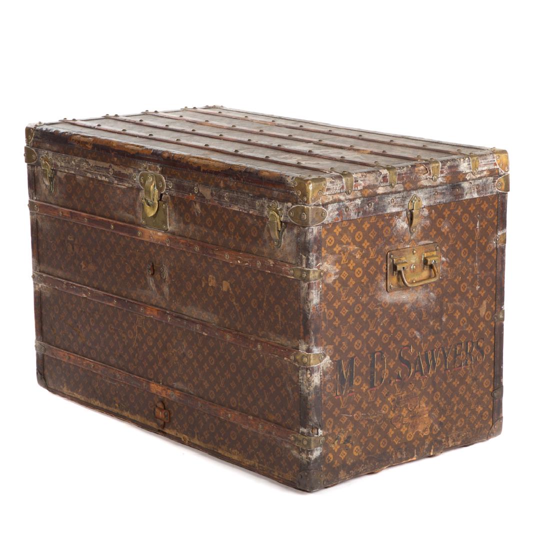 Louis Vuitton canvas & wood strap steamer trunk (1 of 11)