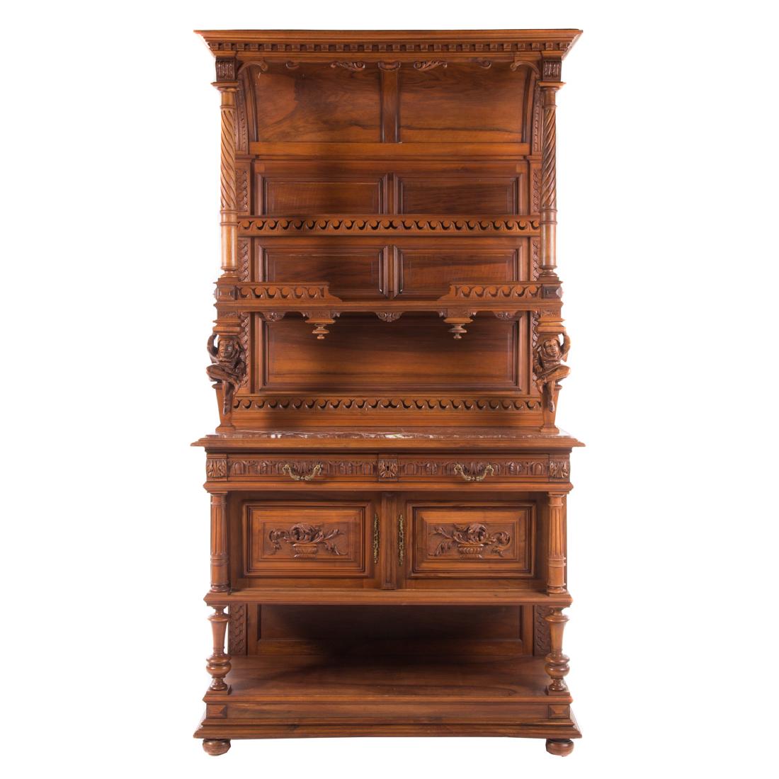 Belgian carved walnut buffet a deux corps (1 of 7)