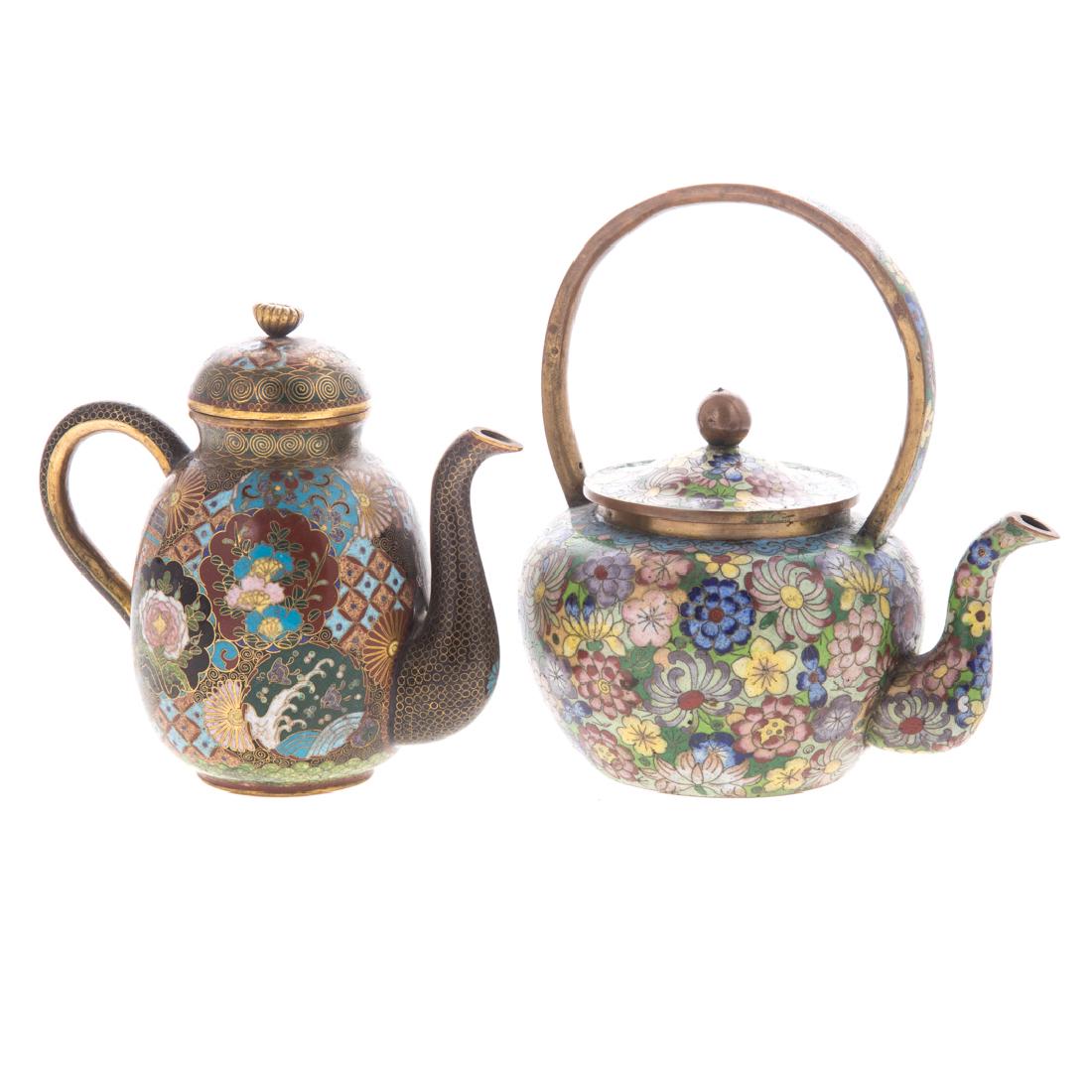 Two Asian cloisonne enamel teapots (1 of 6)