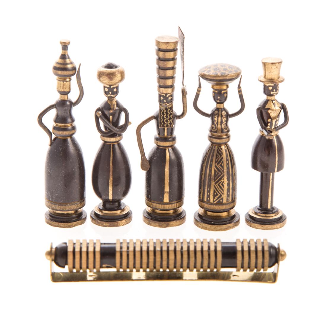 Hans Teppich. Five brass figures and a Mezuzah (1 of 7)