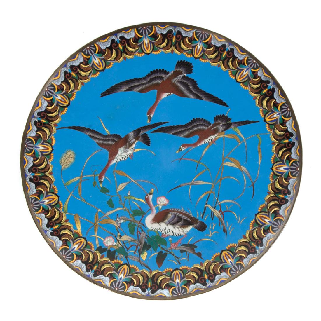 Large Chinese cloisonne enamel charger (1 of 7)