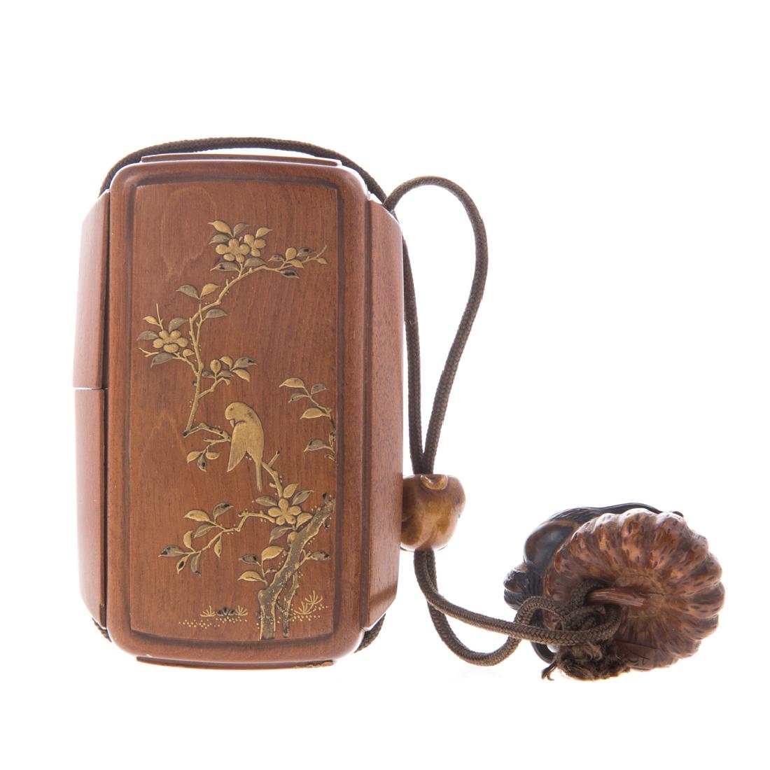 Japanese carved sandalwood inro (1 of 5)