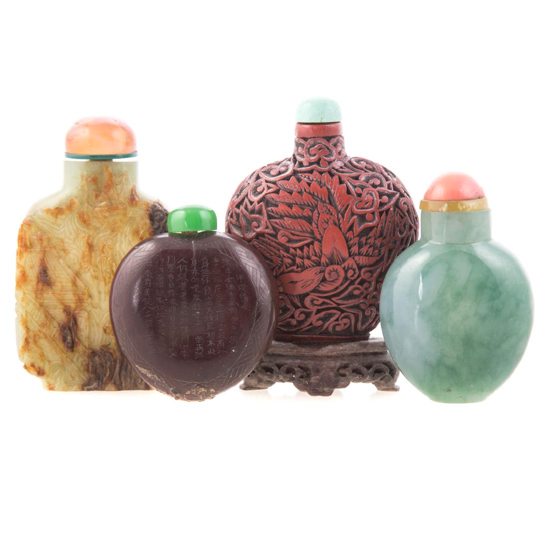 Four Chinese jade and lacquer snuff bottles (1 of 5)