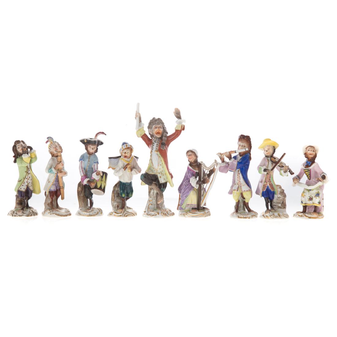 Dresden nine-piece porcelain monkey band (1 of 6)