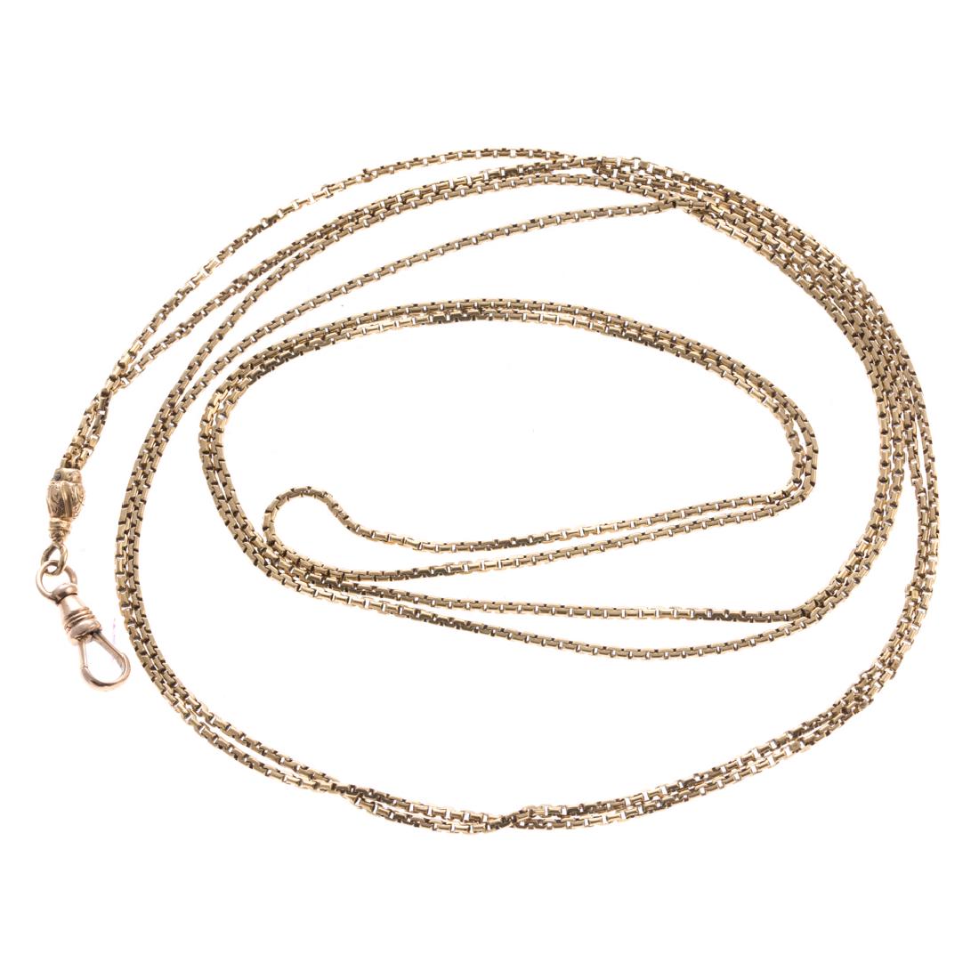 A Long Chain Link Necklace in 14K Yellow Gold (1 of 3)