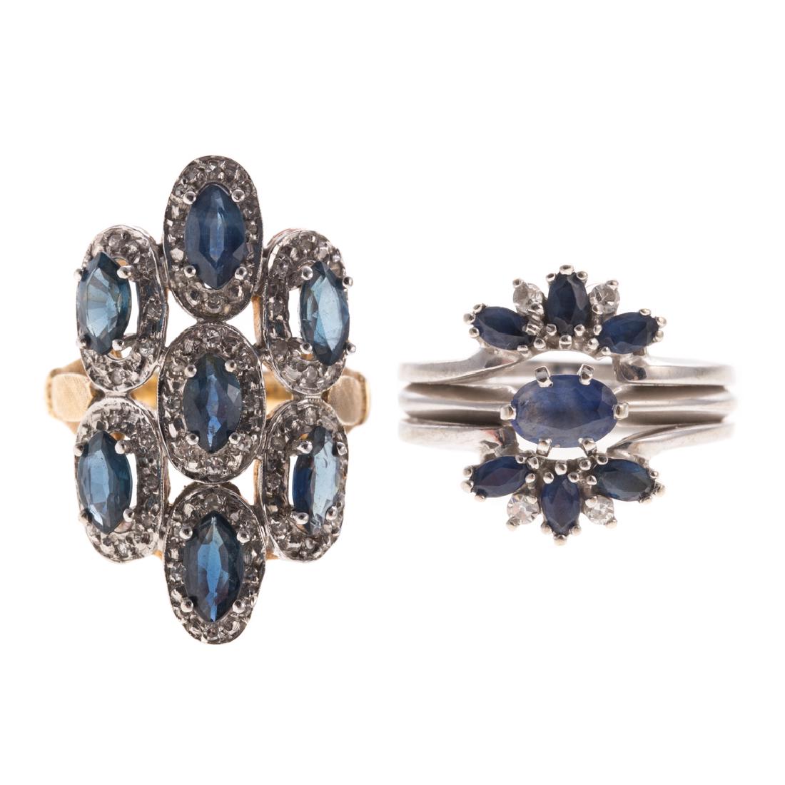 A Pair of Lady's Sapphire & Diamond Rings in 14K (1 of 8)