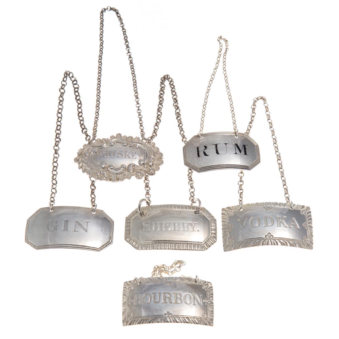 6 sterling silver liquor bottle hanging labels (1 of 4)