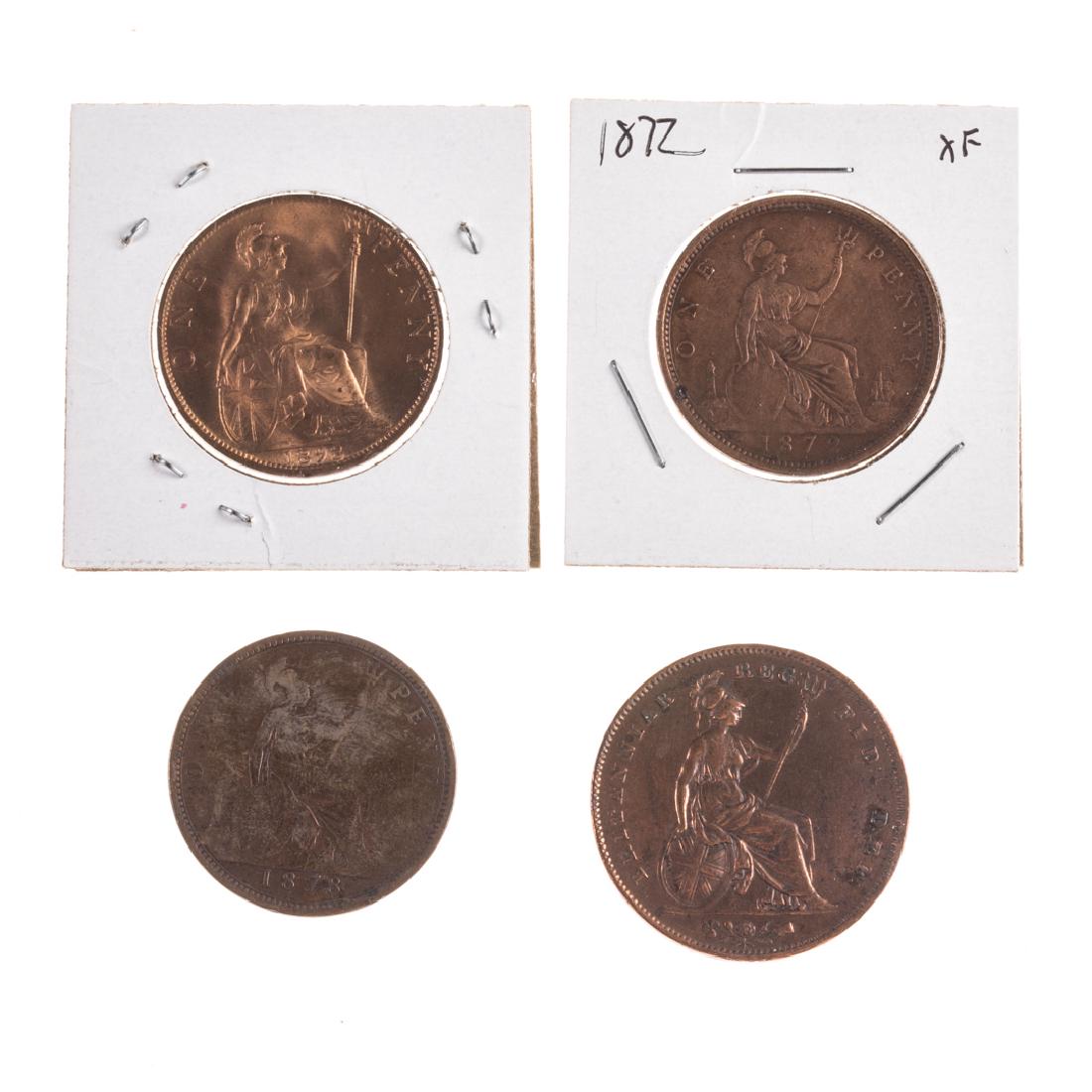[World] Four Early Large English Pennies (1 of 2)