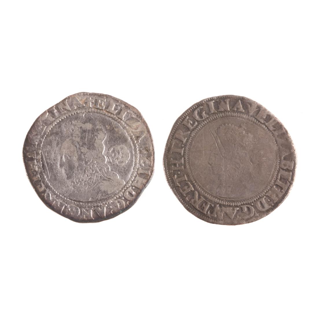 [World] Two Queen Elizabeth I Sixpence 1562 & 1582 (1 of 2)