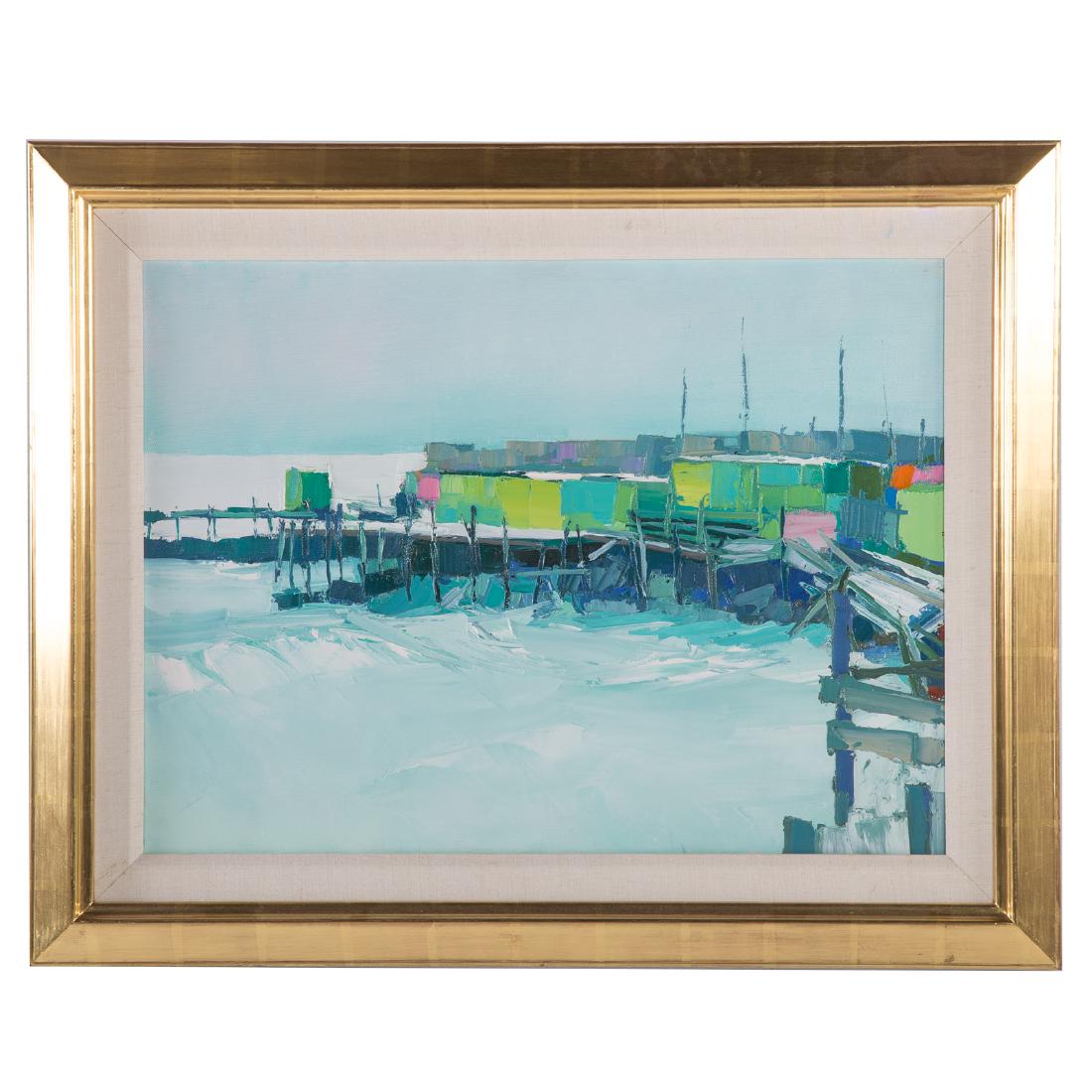 Nicola Simbari. Rough Sea with Cabins, oil (1 of 3)