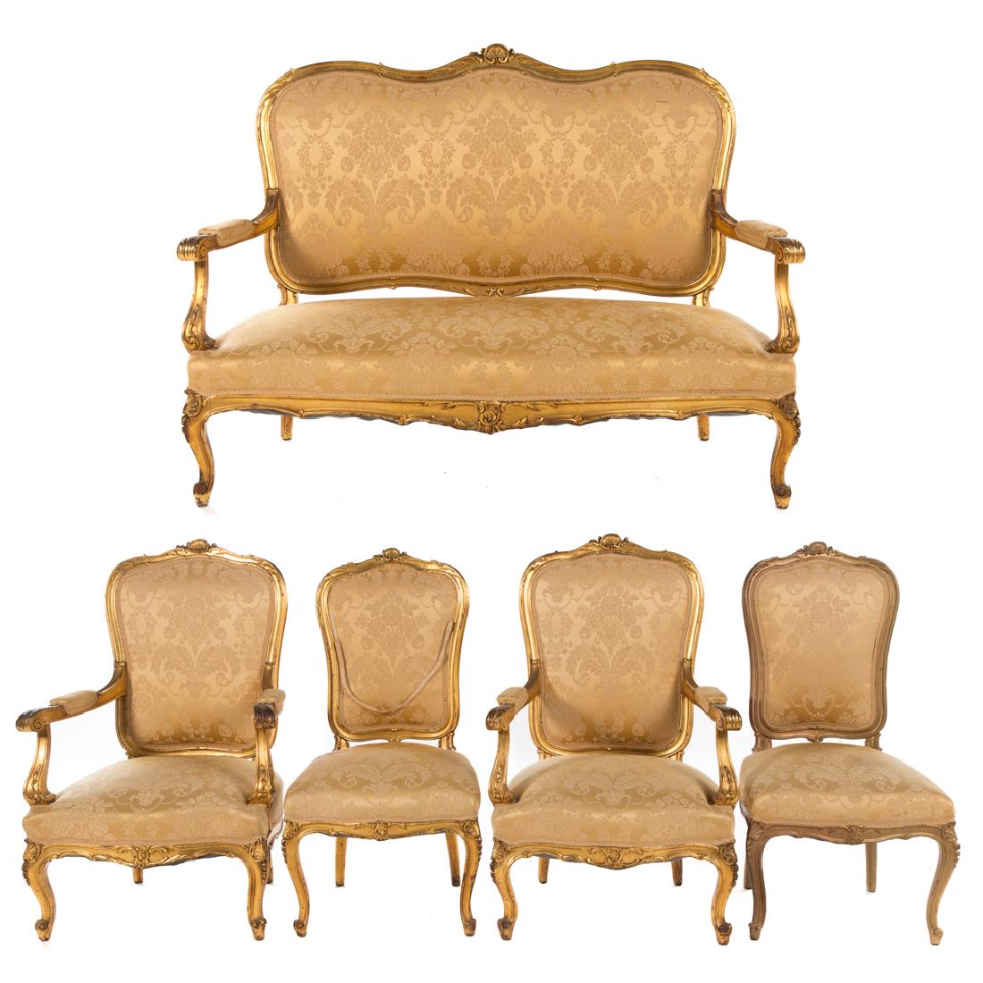 Louis XV style carved giltwood parlor suite (1 of 12)