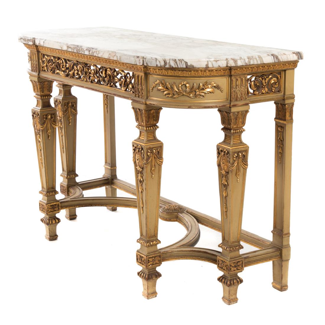 Louis XIV style painted parcel-gilt console table (1 of 6)