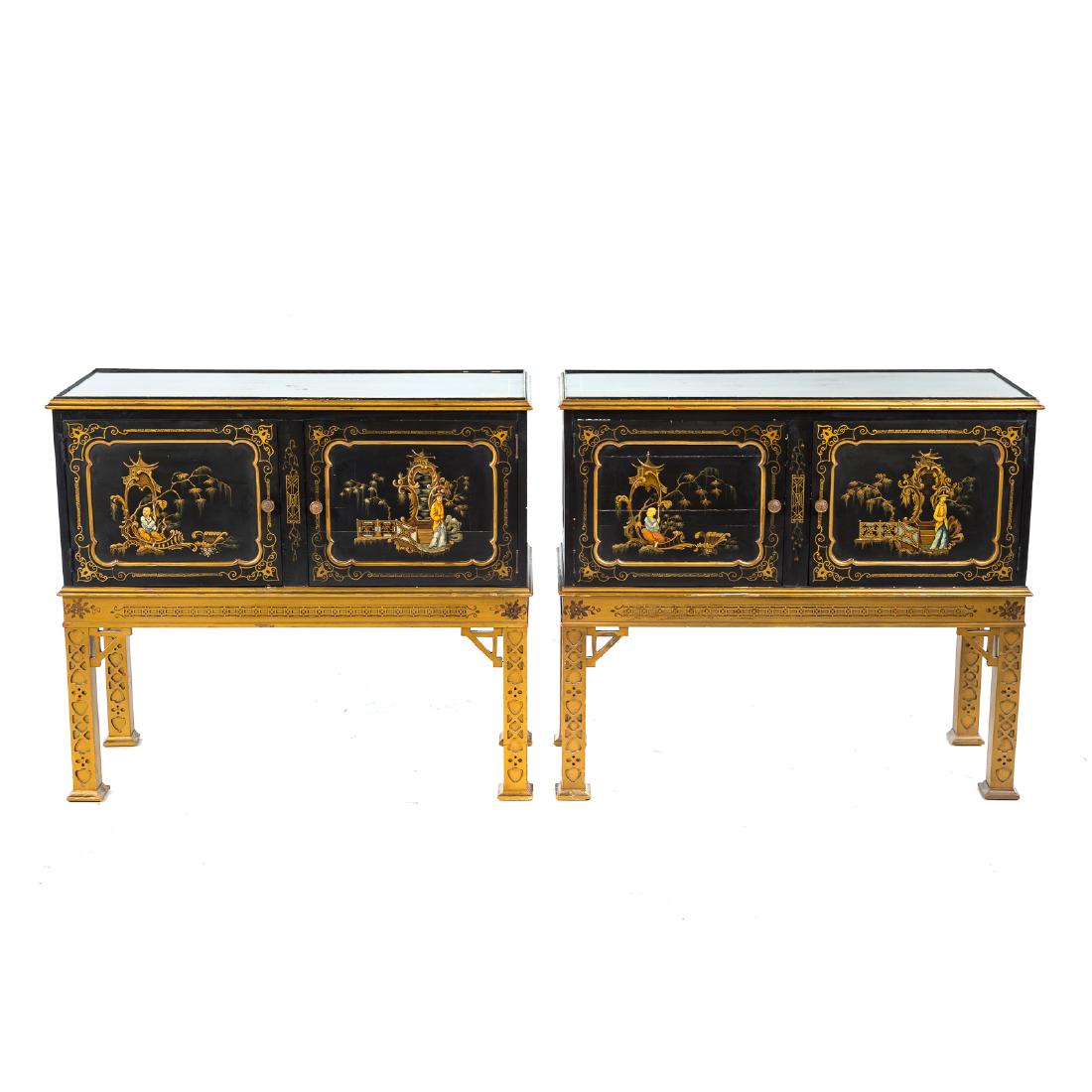Pair Chinese Chippendale style side cabinets (1 of 9)
