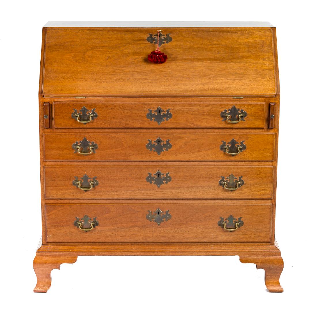 Cabinet made Chippendale style mahogany desk (1 of 8)