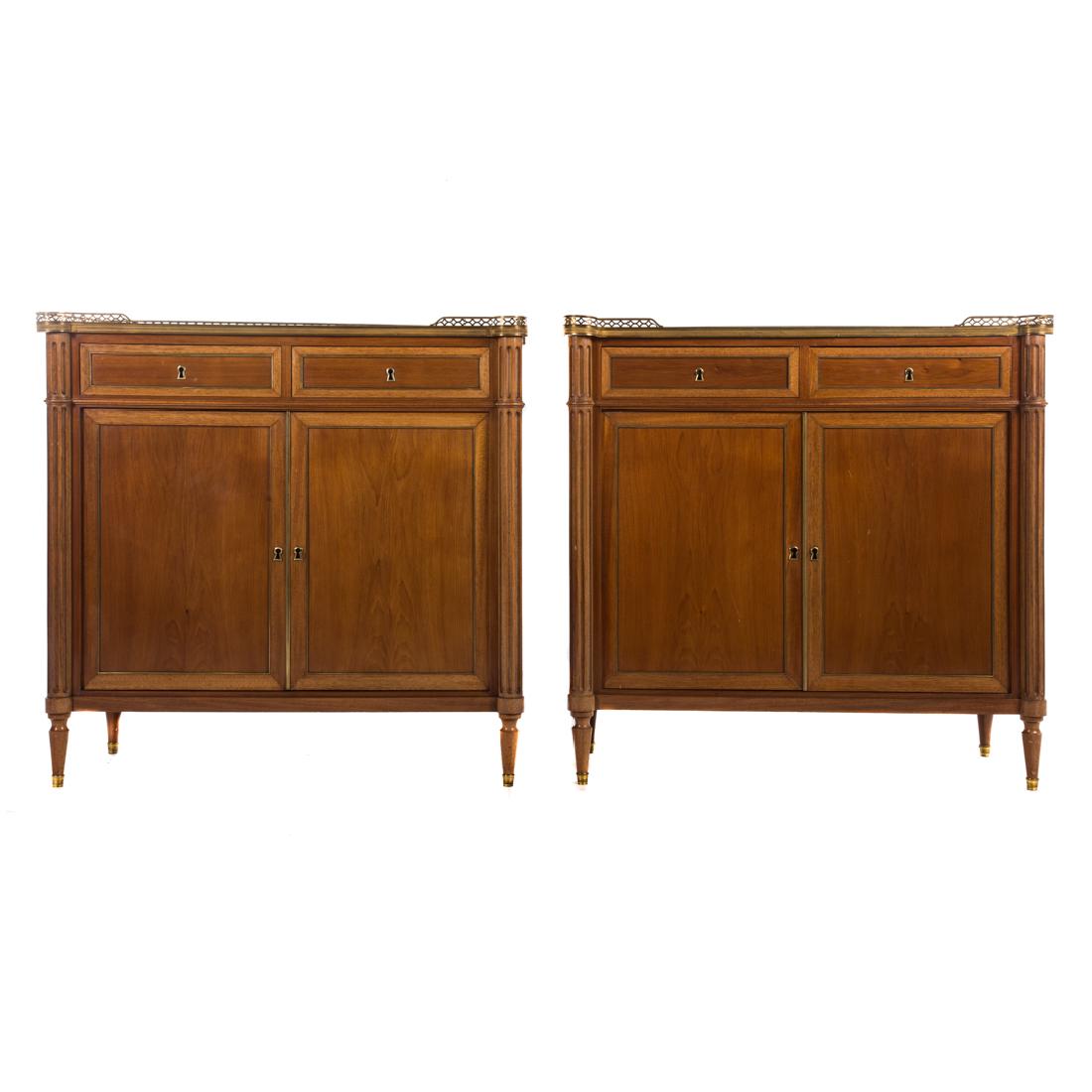 Pr Louis XVI style mahogany & marble top cabinets (1 of 5)