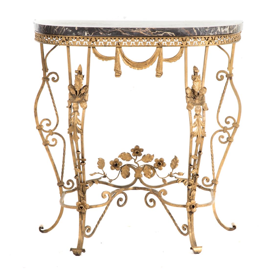 Italian Rococo style wrought iron console table (1 of 5)