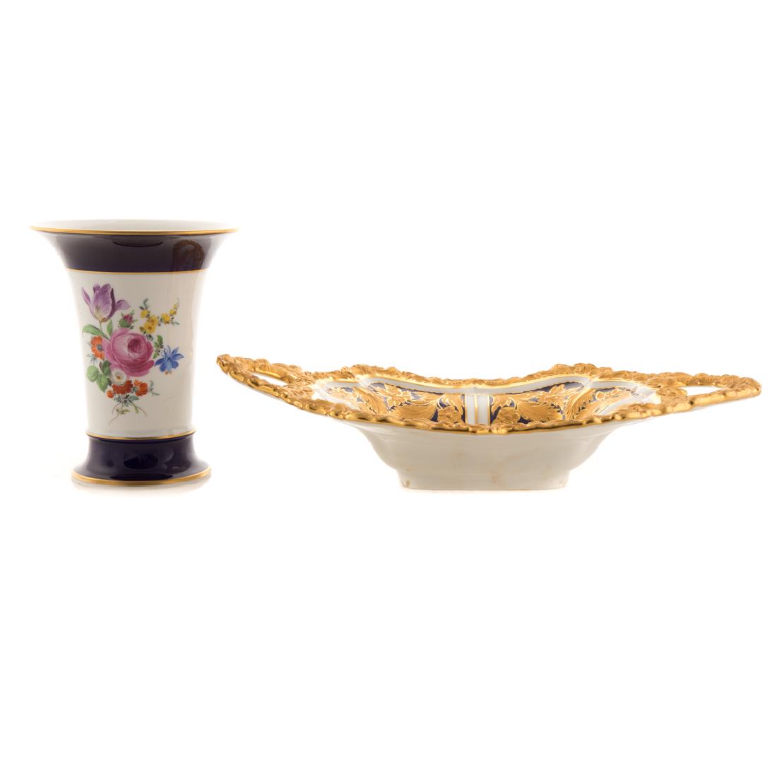 Meissen porcelain dish and beaker vase (1 of 11)