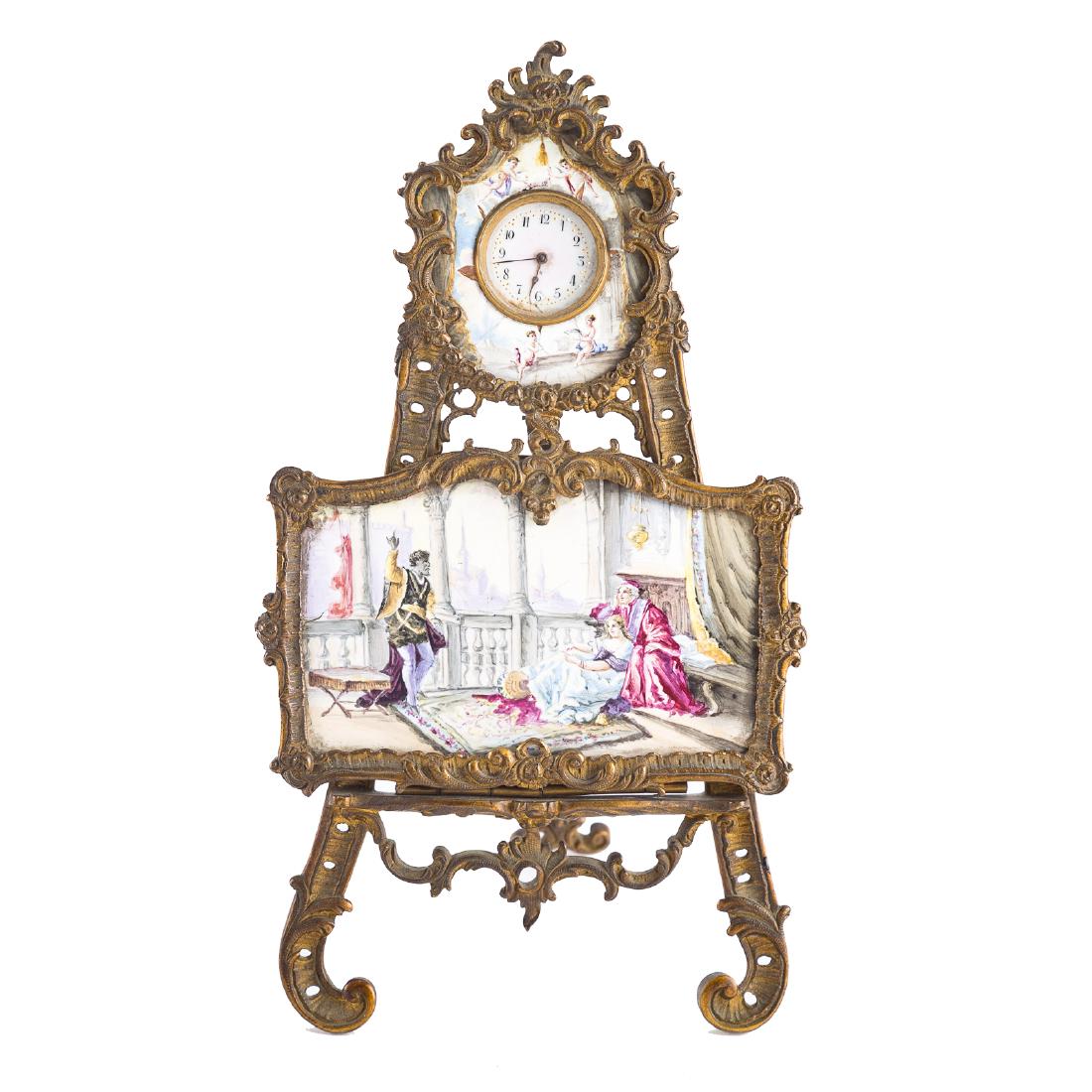 Rococo style gilt-metal desk clock (1 of 6)
