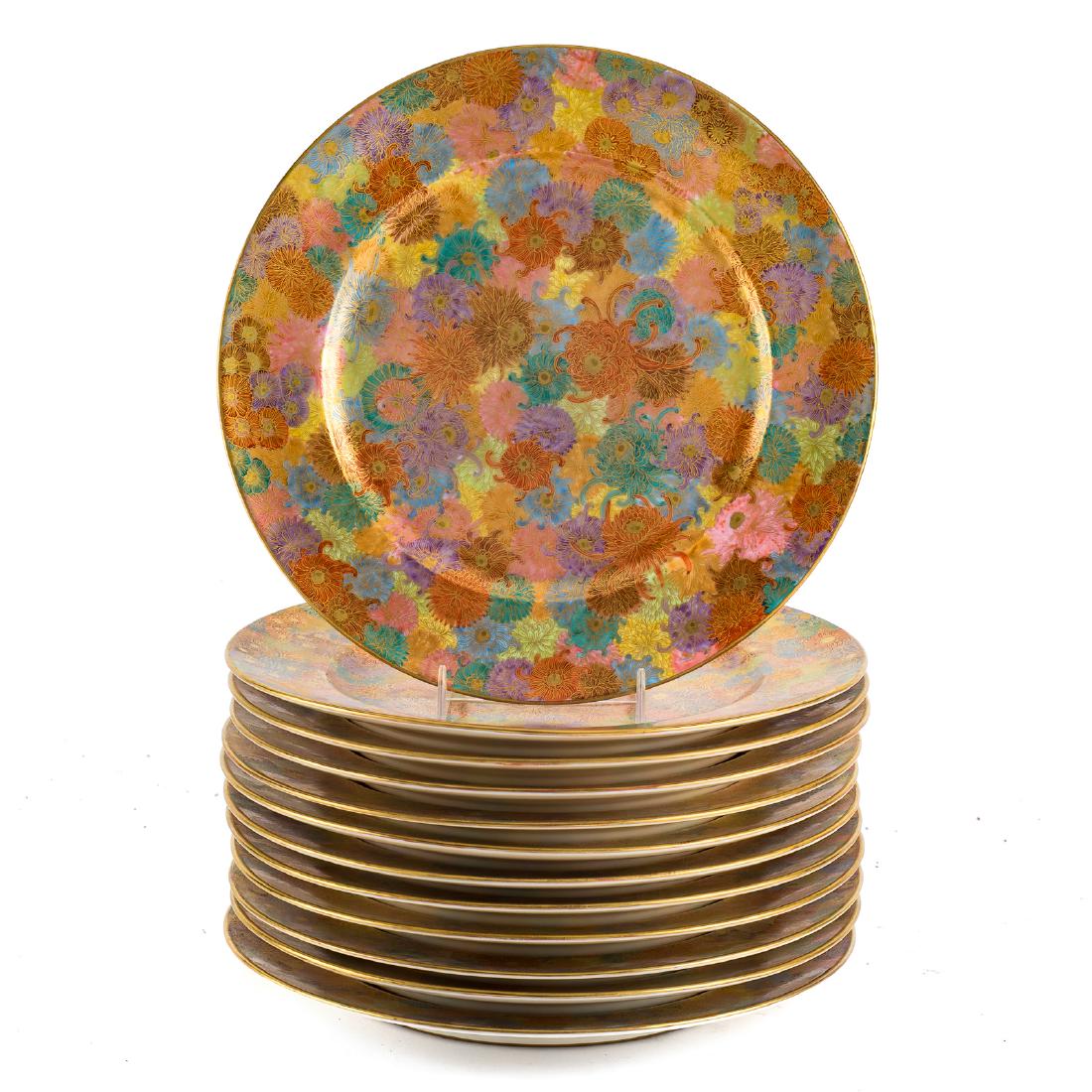 12 Japanese Satsuma earthenware plates (1 of 5)