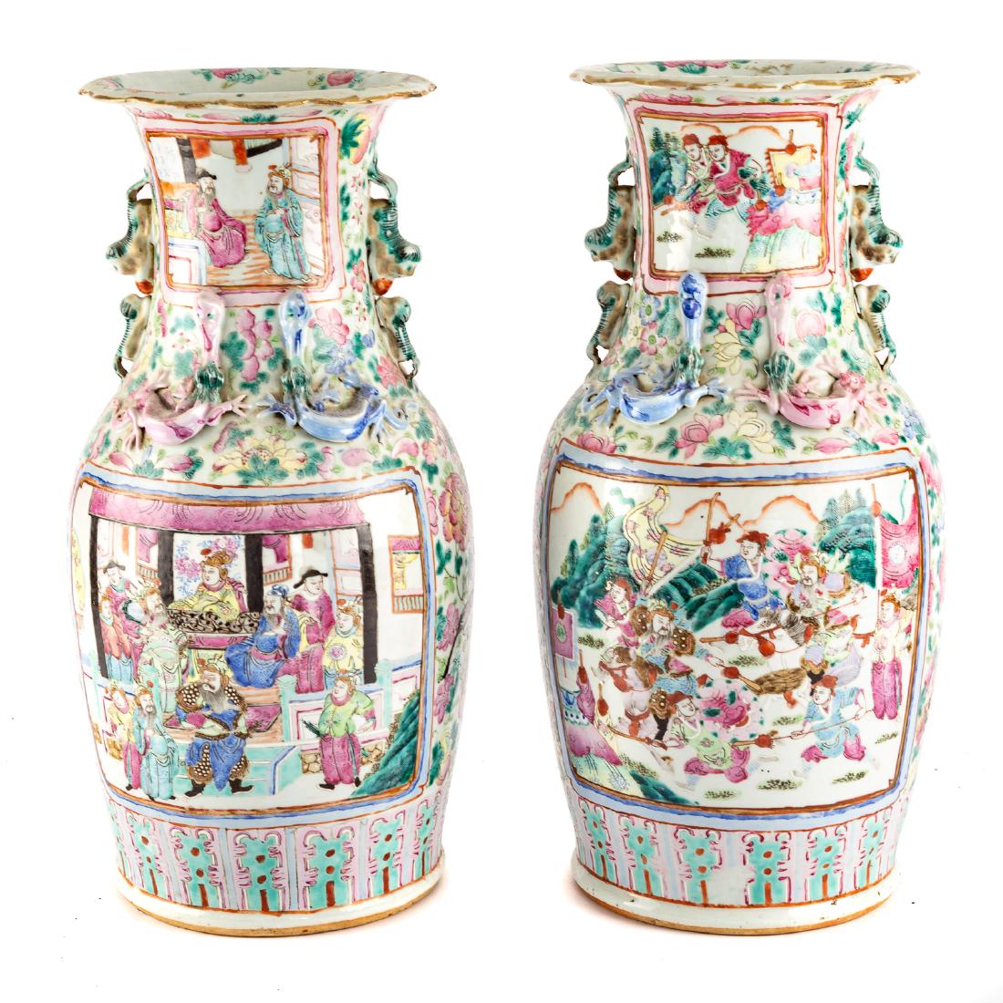 Pair Chinese Export Famille Rose vases (1 of 6)