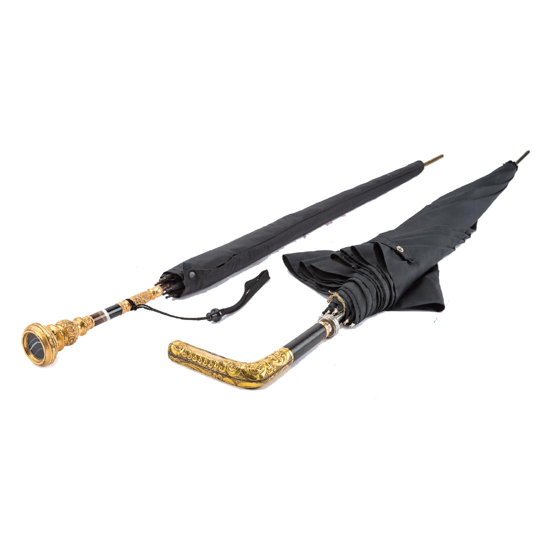 Edwardian 14K gold and agate umbrella handle (1 of 4)