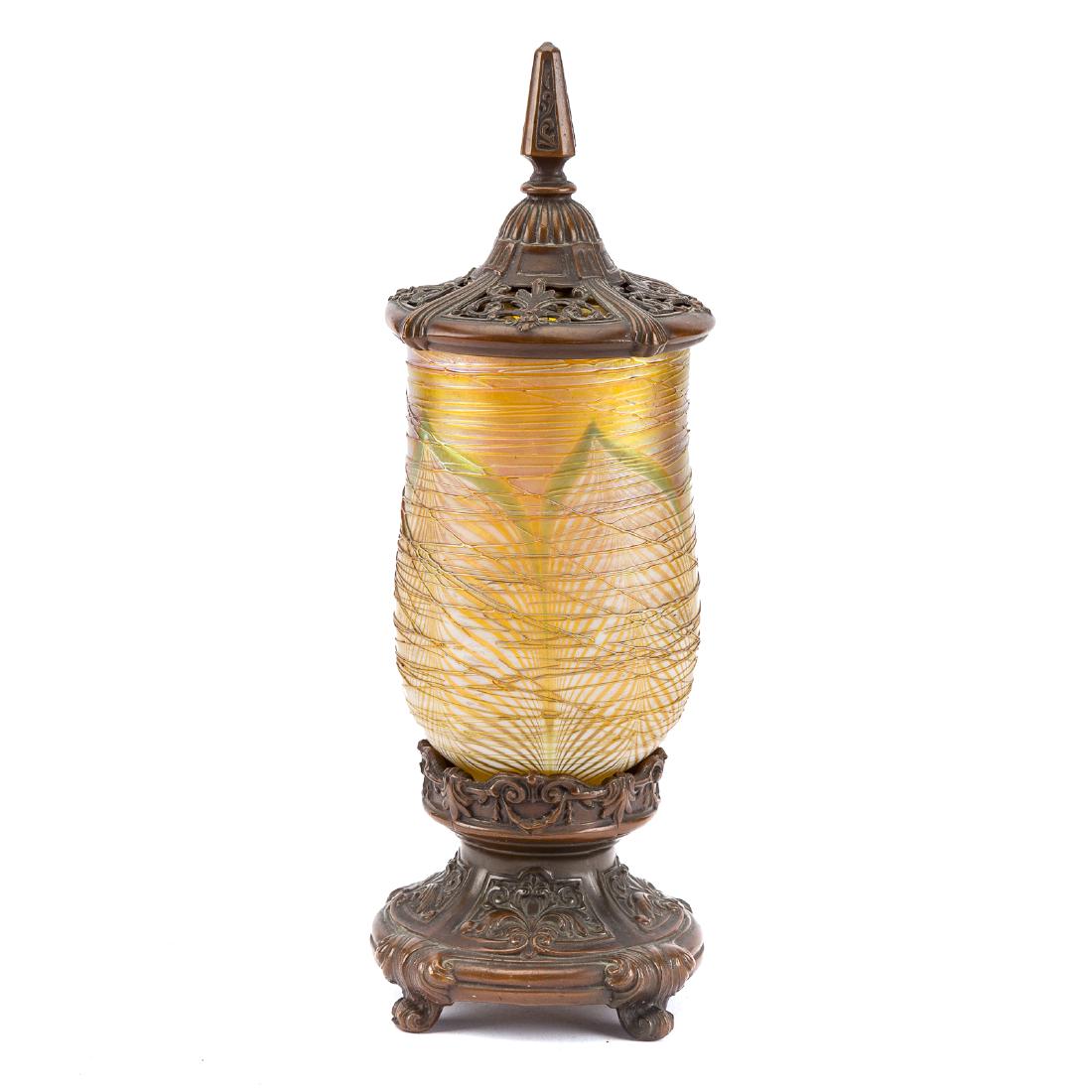 American art glass and bronze fairy lamp (1 of 4)