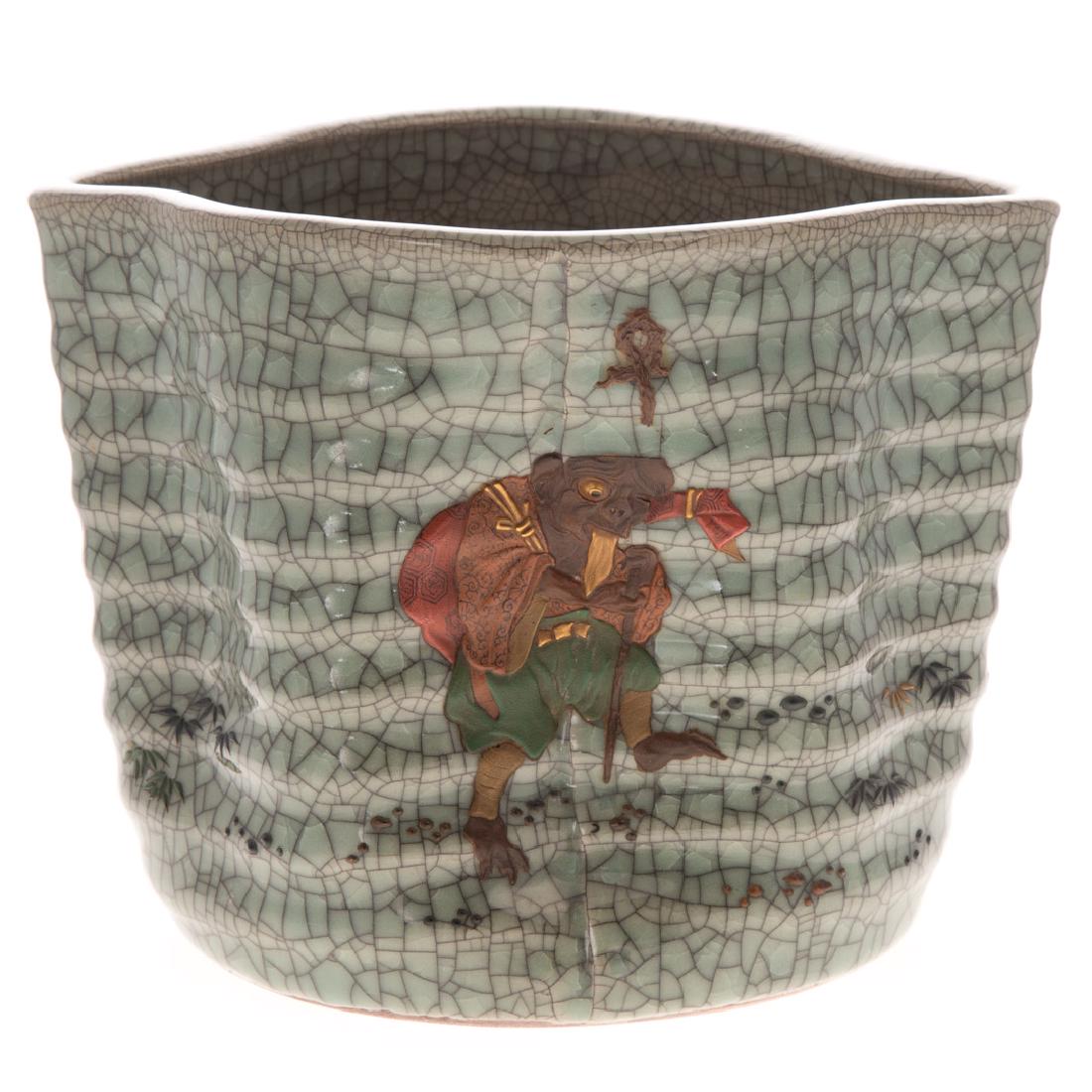 Japanese celadon glazed terracotta vase (1 of 6)