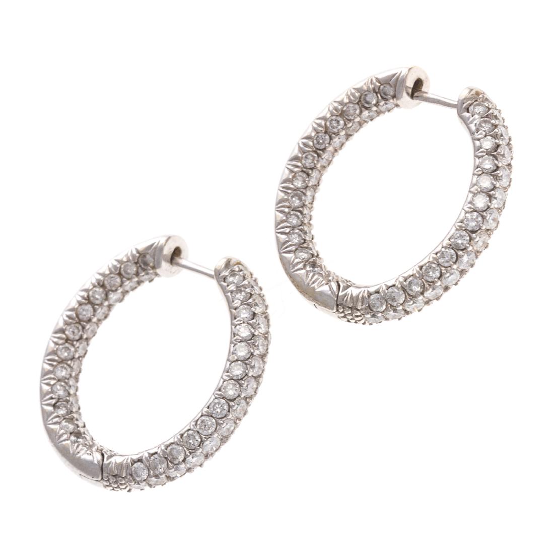 A Lady's Pair of Diamond Pave Hoops in 18K (1 of 4)