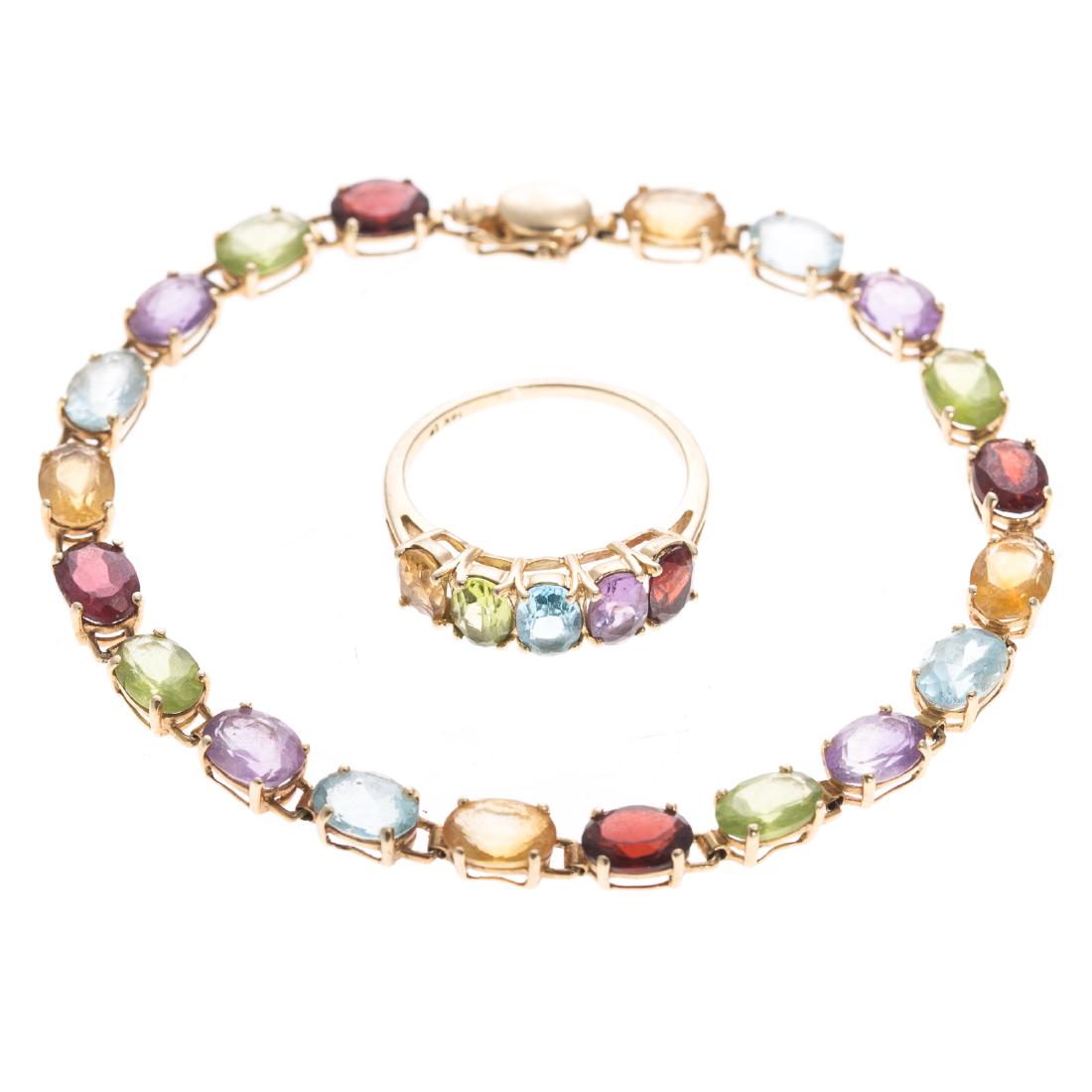 A Lady's 14K Gemstone Ring & Matching Bracelet (1 of 7)