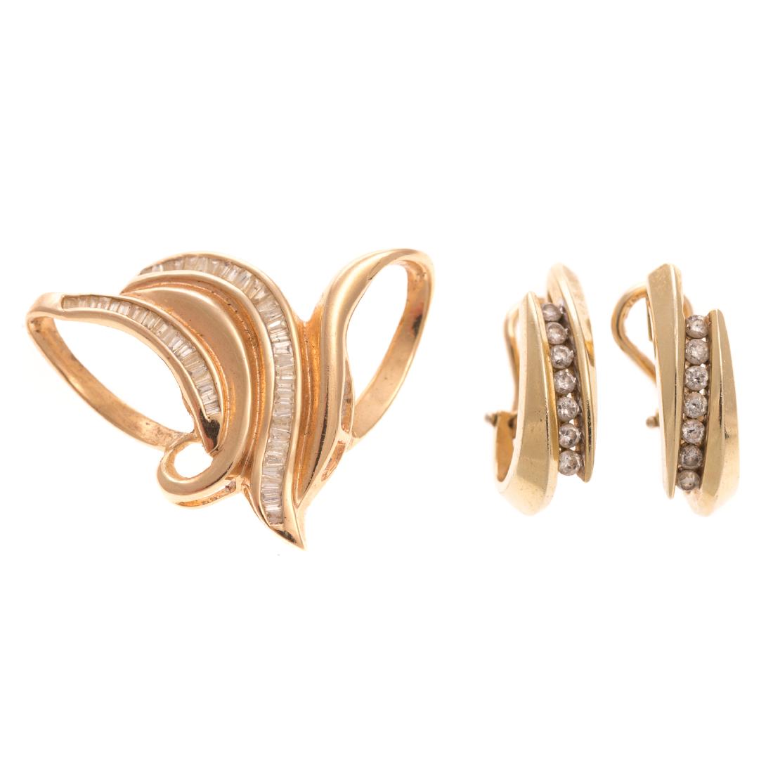 A Lady's Diamond Slide & Half Hoop Earrings (1 of 6)